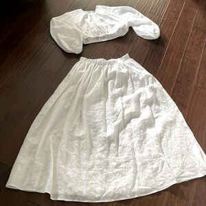 DISSH WHITE LINEN MIDI SKIRT | Size 16